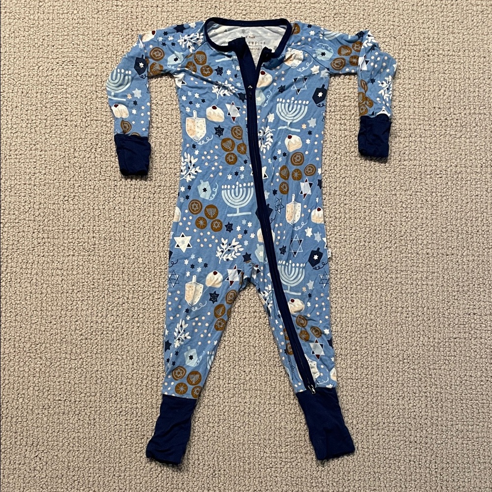 Little Sleepies Festive Blue and Navy Footie